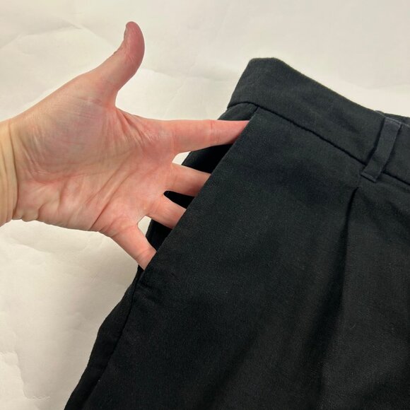 Old Navy Black Linen Blend Taylor High Rise Wide Leg Summer Trouser Pant L - Picture 3 of 7